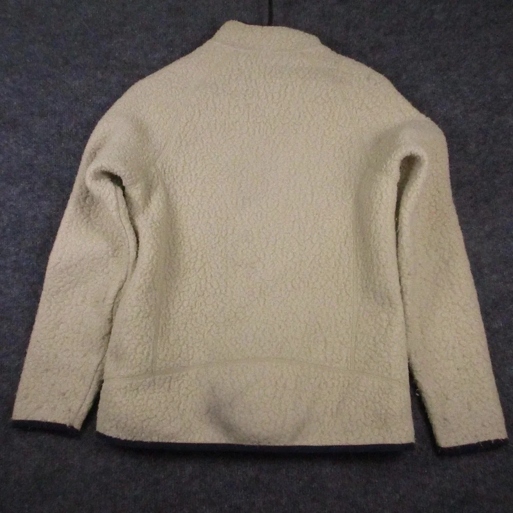 Patagonia Jacket Kids XL 14 Beige Sherpa Fleece Full Zip Pockets Winter Outdoor